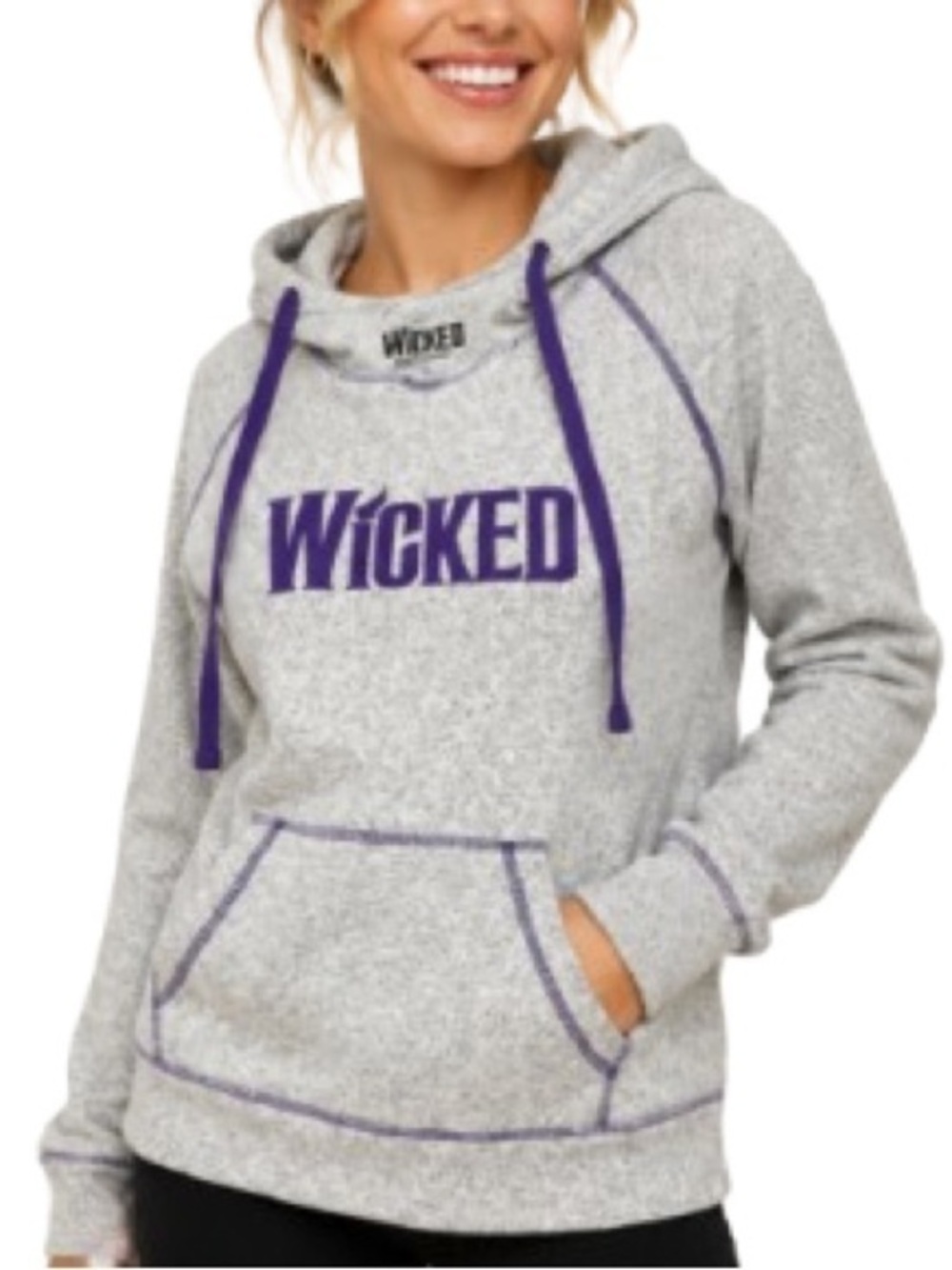 Wicked Musical Theater Hoodie Gray Purple Women’s Small Cozy Pullover